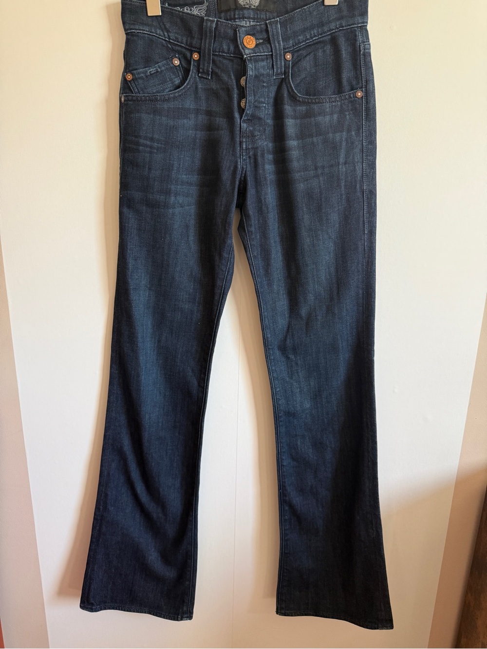 Rock & Republic Y2K Studded Pocket Bootcut slight flare Jeans Dark Wash 28x32